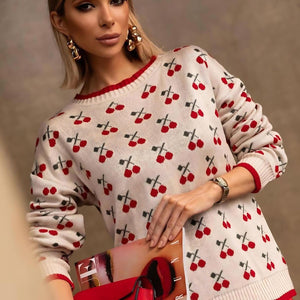 Blusa Cereja Feminina Manga Longa Tricot Outlet Trico