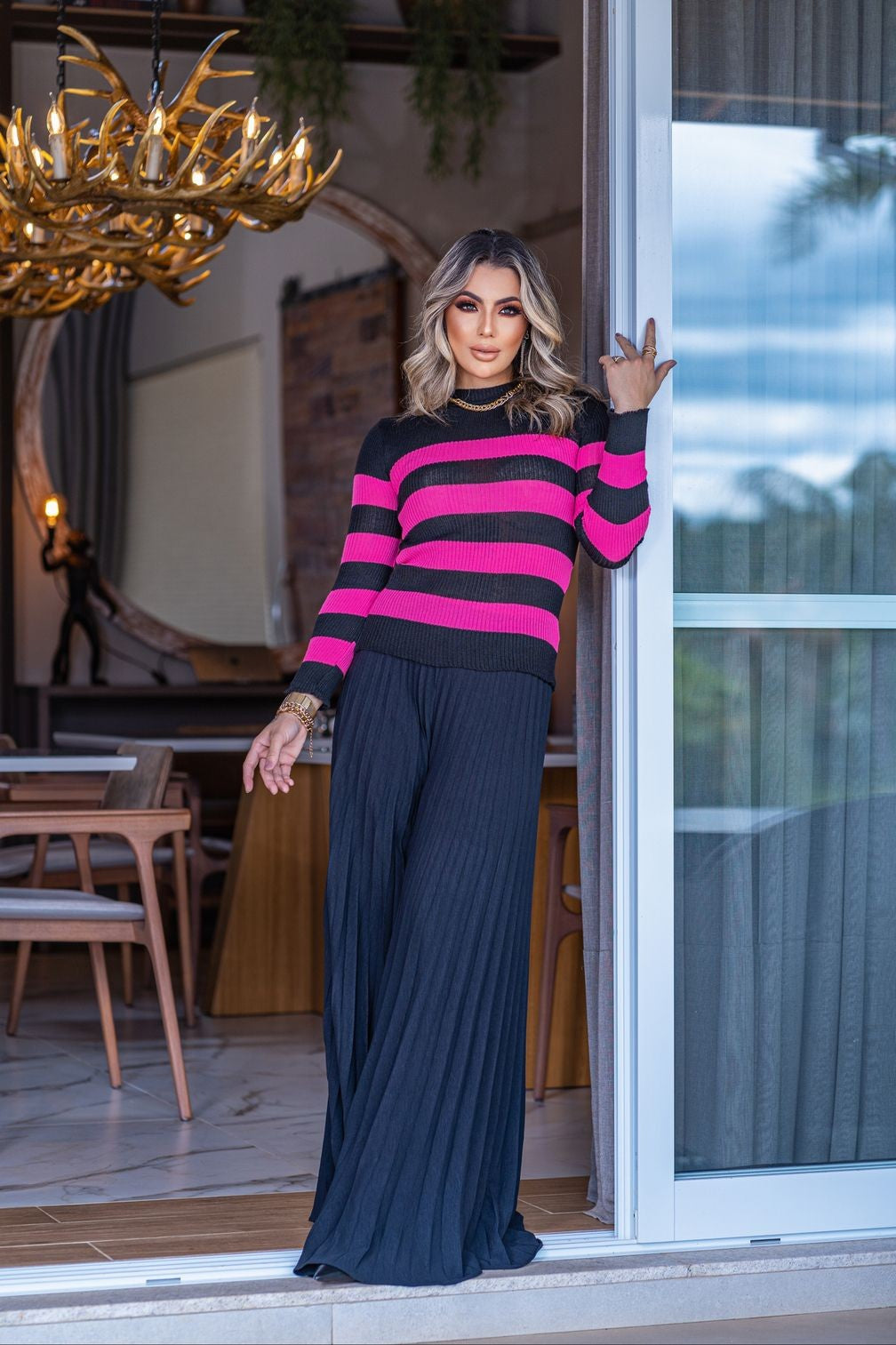 Blusa Feminina Tricot Básica Cacharel 2 Cores Moda Blogueira