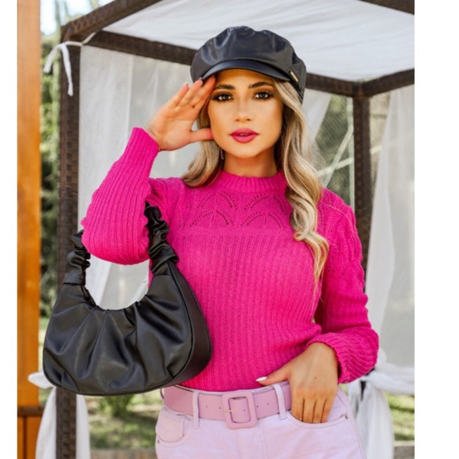 Blusa Feminina Tricot Moda Blogueira Coleção Nova