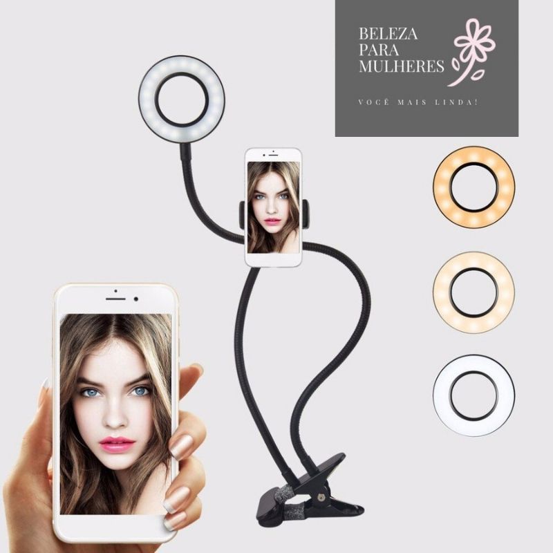 Ring Light Flexível Led Selfie Iluminador 2 In 1 Luxo