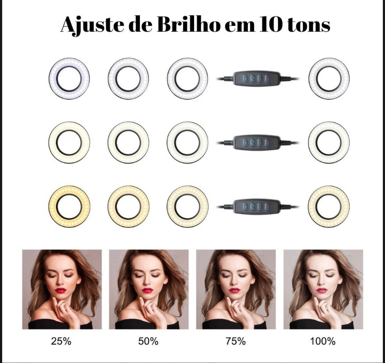 Ring Light Flexível Led Selfie Iluminador 2 In 1 Luxo