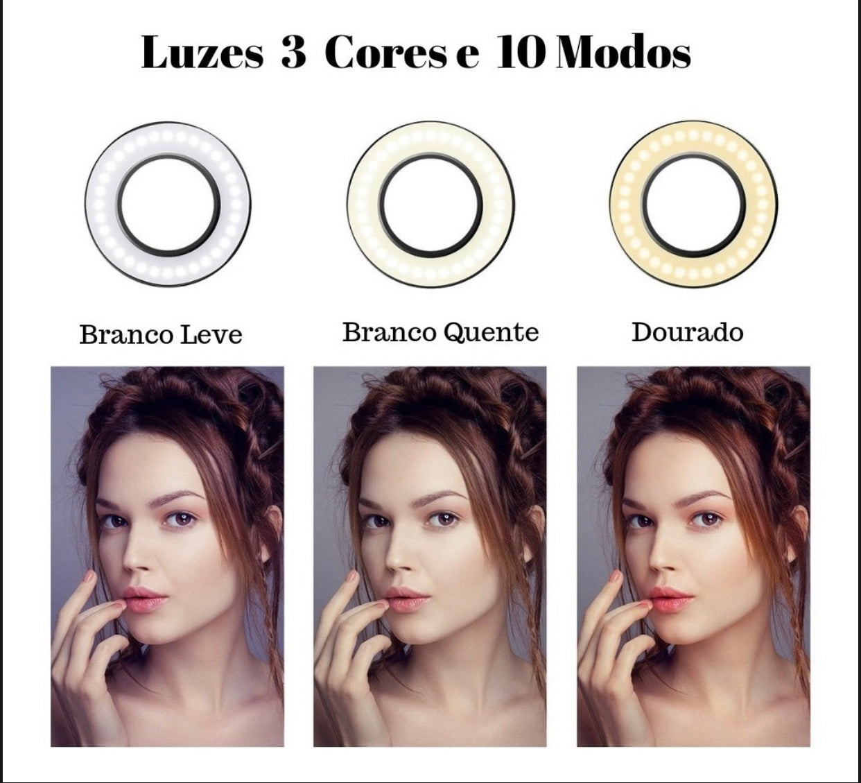 Ring Light Flexível Led Selfie Iluminador 2 In 1 Luxo
